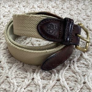 Brooks Brothers Canvas Belt with Brown Leather Accents Sz36